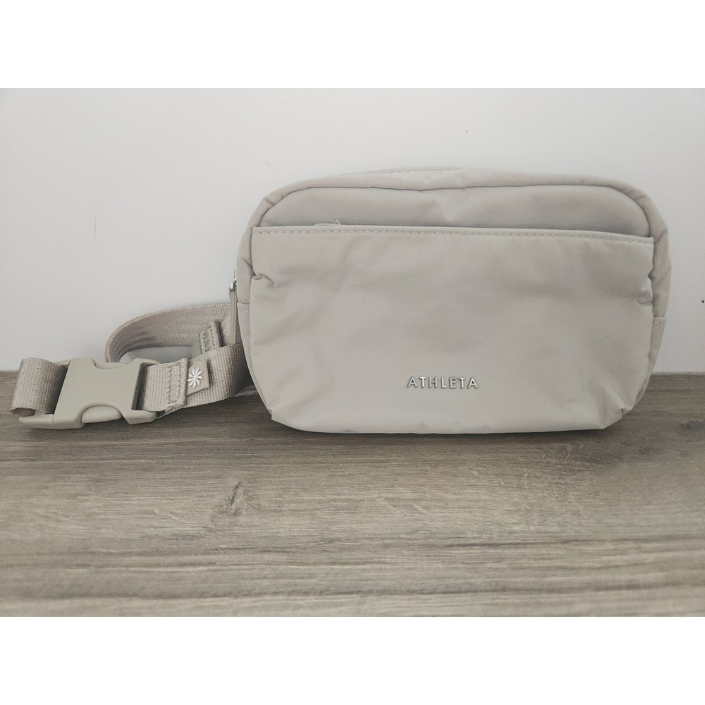 Athleta Excursion Belt Bag Stone Beige Nylon Waist Pack Fanny Pack One Size